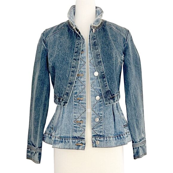 Alexander McQueen Double Layered Fitted Multi-panel Denim Jacket- Size IT 38 - Picture 4 of 9